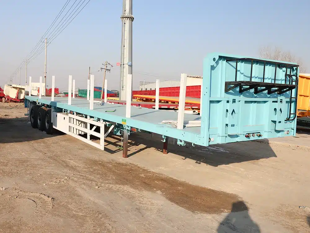 lake blue log loadable 3 Axle flat type container semi trailer 1