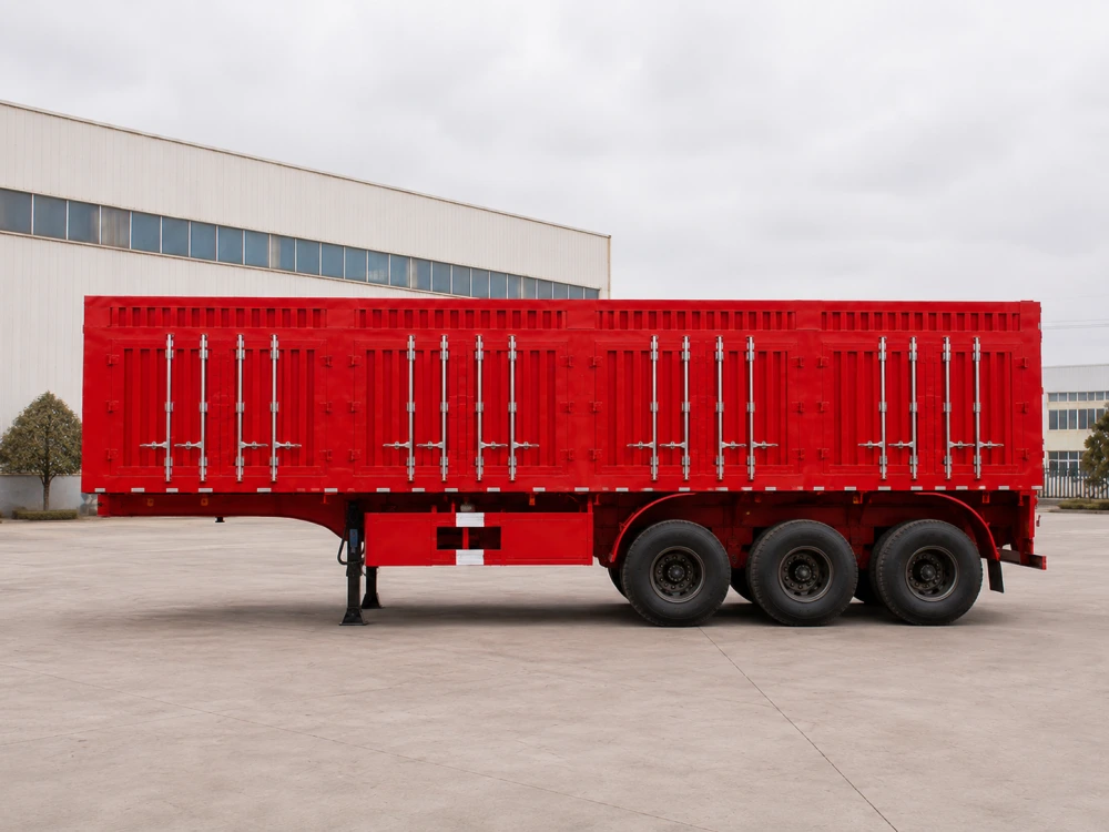 3 Axle Red Side Tipping Dump Semi trailer 5