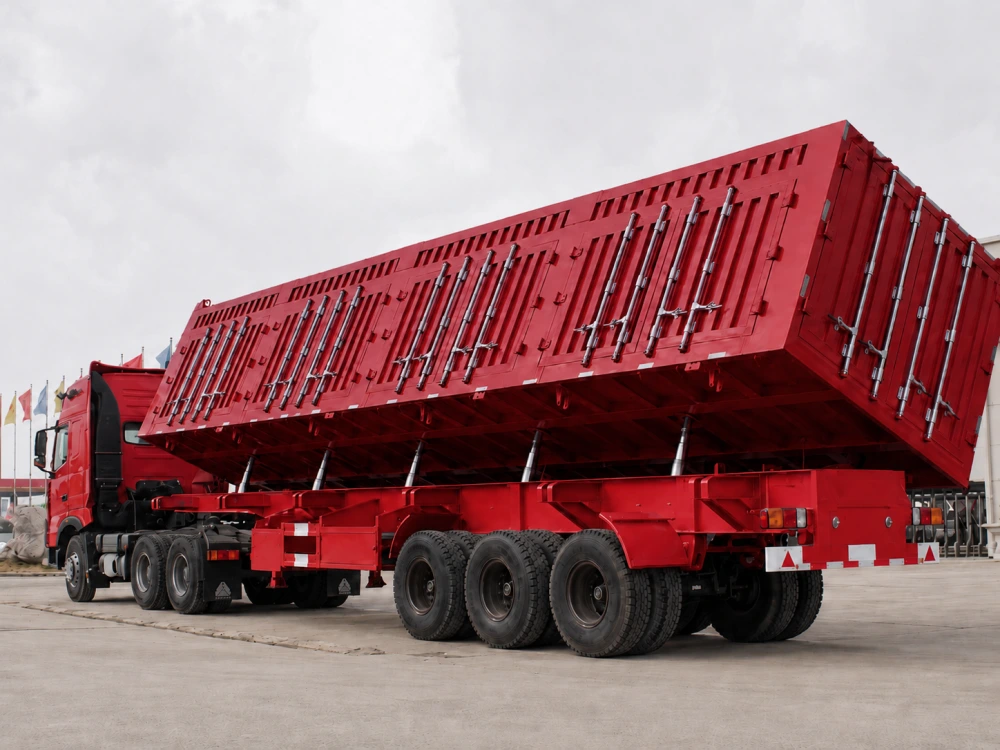 3 Axle Red Side Tipping Dump Semi trailer 6