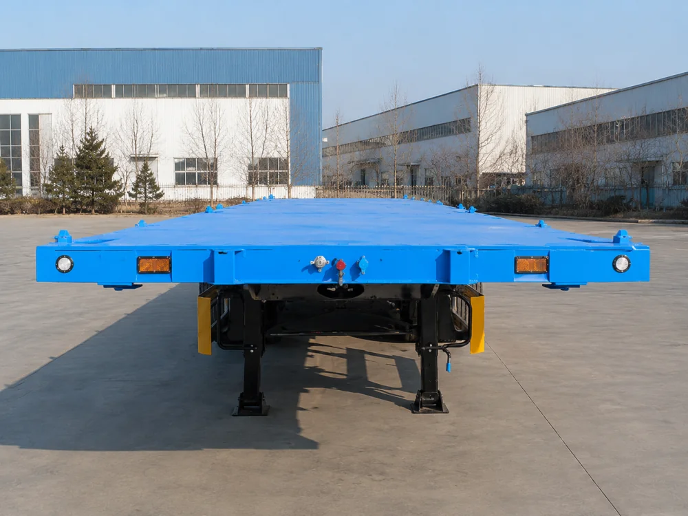 3 axle blue container flatbed semi trailer 2