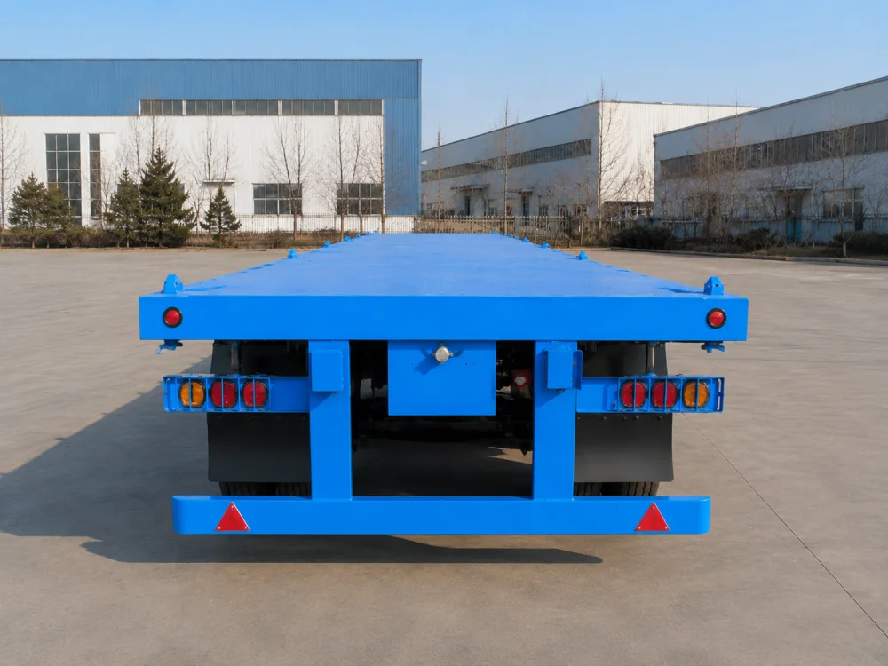 3 axle blue container flatbed semi trailer 4