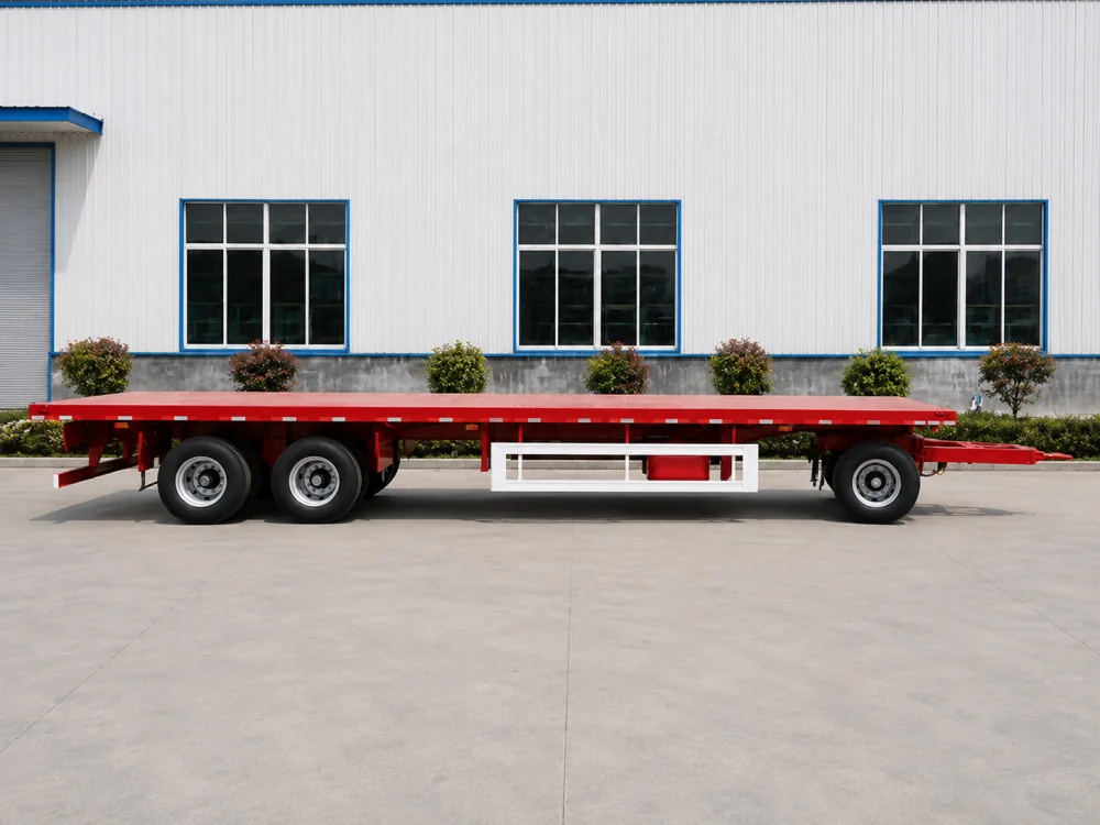 3 axle red flatbed full trailer 5