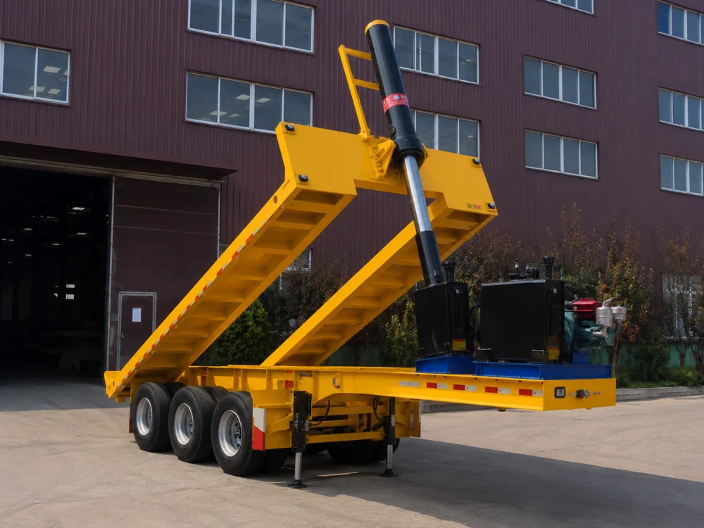 3 Axle Container Flatbed Rear Dump Semi Trailer