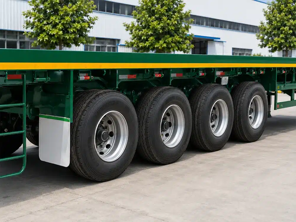 4 Axle-Dark-Green-with-Front-Bulkhead-Flatbed-Semi-Trailer-4