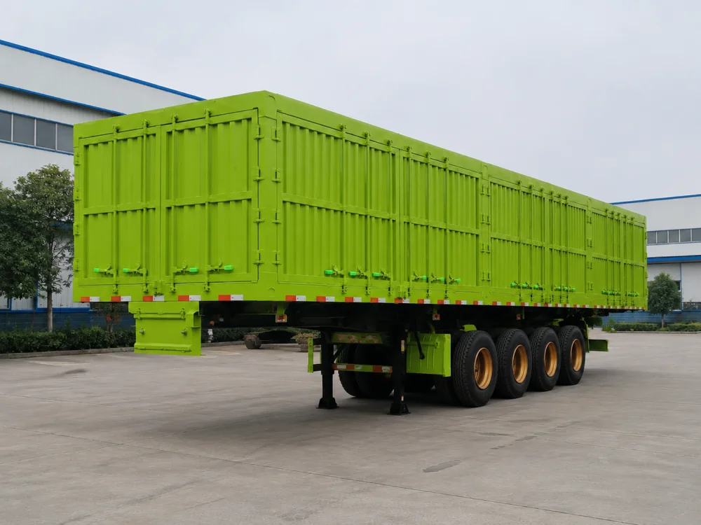 4 axle green side dump semi trailer 2