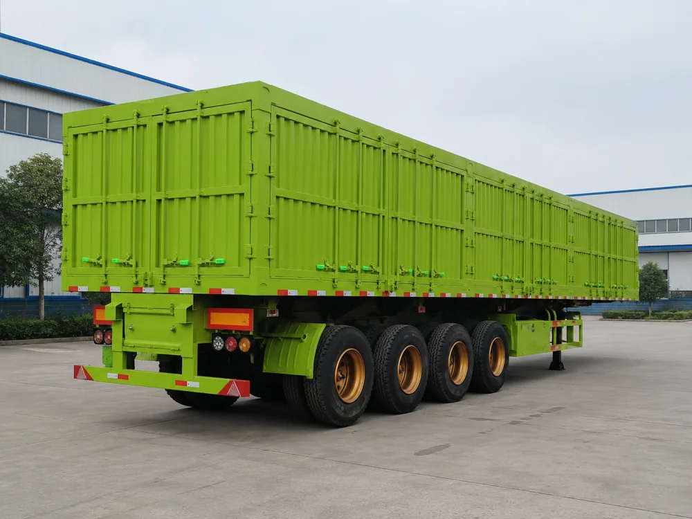 4 axle green side dump semi trailer 4