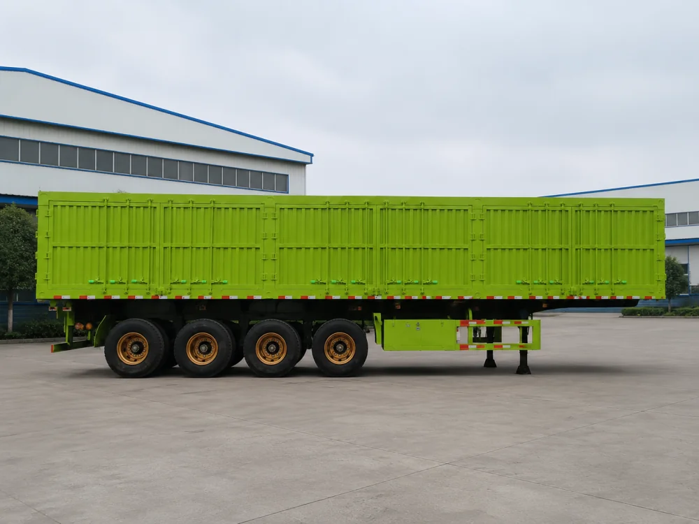 4 axle green side dump semi trailer 5