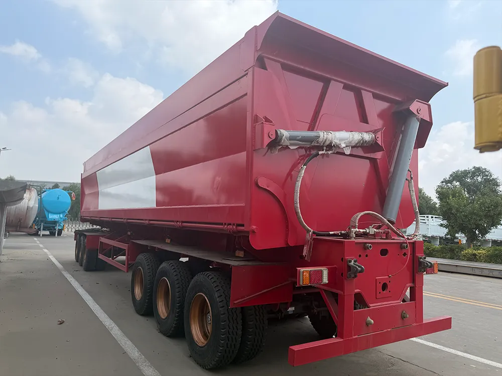 6 Axle Red Side Tipping Hydraulic Full Trailer 4