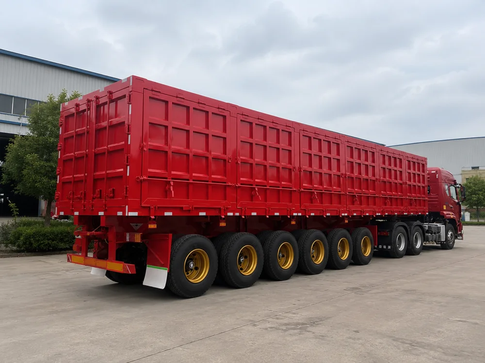 6 Axle Red Side Dump Semi Trailer