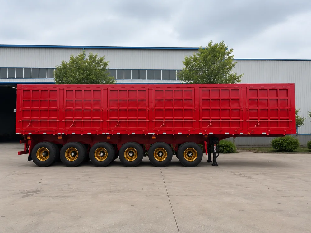 6 axle red side dump semi trailer 3