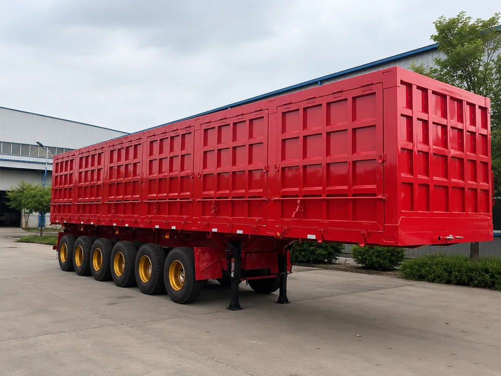6 Axle Red Side Dump Semi Trailer